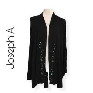Joseph A Foral Embroidery Black Cardigan